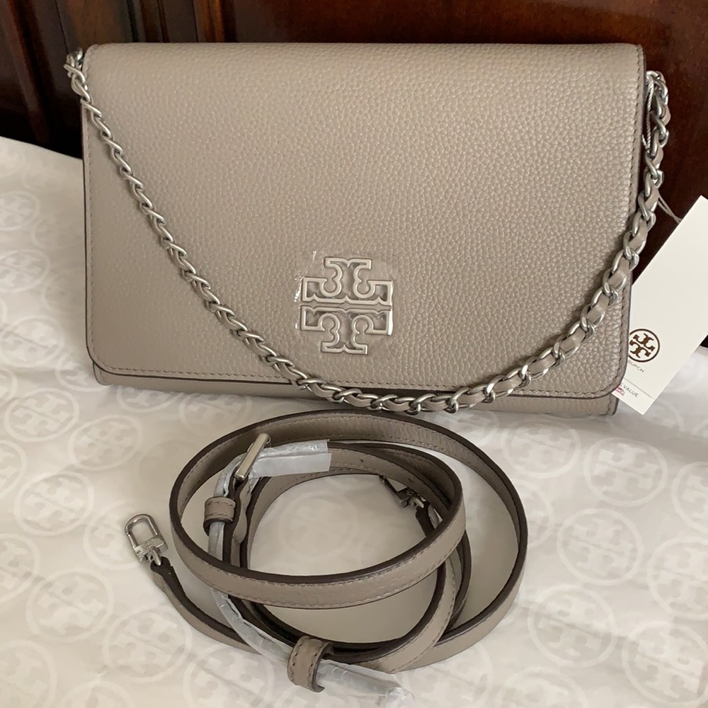 Tory Burch Britten Clutch French Grey
